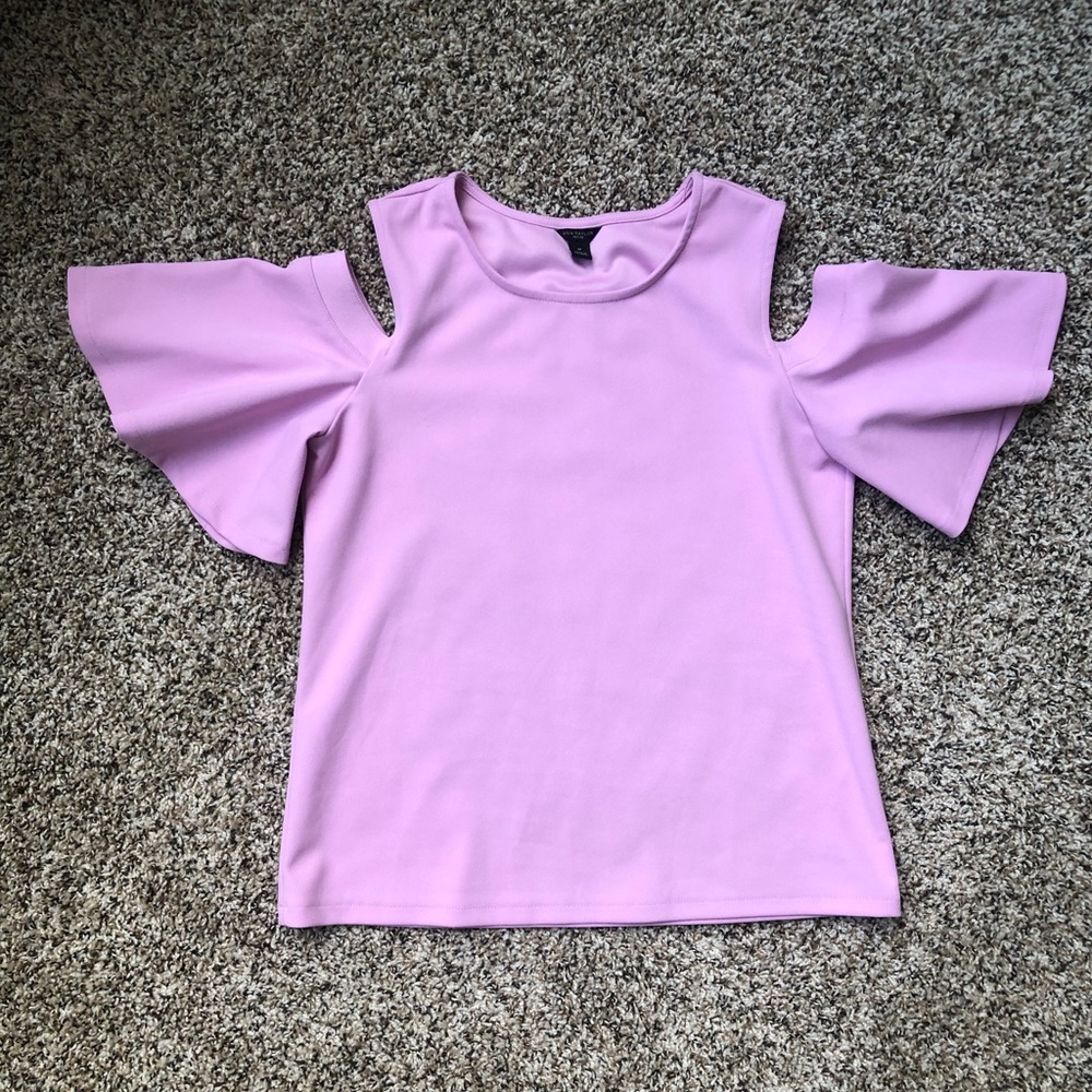 Ann Taylor lilac blouse with off the shoulder sleeves